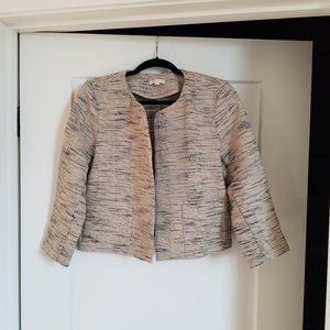 Eileen Fisher Cropped Cotton Cream and Black Jacket